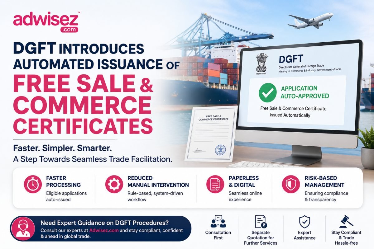 DGFT Introduces Automated Issuance of Free Sale and Commerce Certificates: What Exporters Need to Know
